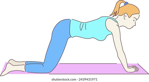 linear isolated character design. Flat color illustration. Hand drawn doodles. yoga, exercise, girl, young, health, workout, fitness, sport. hand drawn, not AI