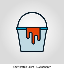 Linear isolated pail or bucket flat vector icon