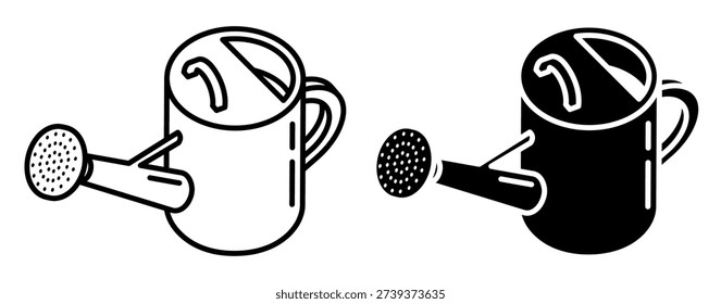 Linear isometric icon. Garden watering can for watering flowers and plants in garden and flowerbed. Simple vector isolated on white background. NO AI GEN