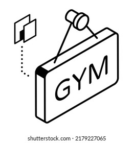 Linear isometric icon of gym board