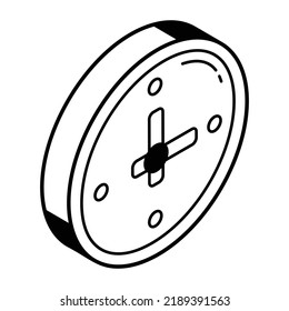 A Linear Isometric Icon Of Wall Clock 