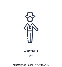 Linear jewish icon from Magic outline collection. Thin line jewish icon isolated on white background. jewish trendy illustration