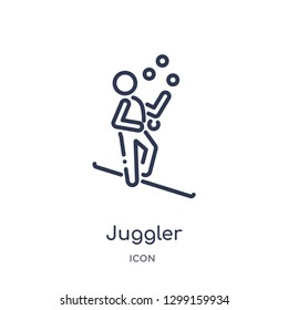 Linear juggler icon from Magic outline collection. Thin line juggler icon isolated on white background. juggler trendy illustration