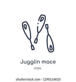 Linear jugglin mace icon from Circus outline collection. Thin line jugglin mace vector isolated on white background. jugglin mace trendy illustration