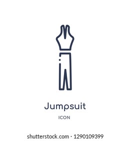Linear jumpsuit icon from Clothes outline collection. Thin line jumpsuit vector isolated on white background. jumpsuit trendy illustration