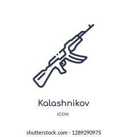 Linear kalashnikov icon from Army and war outline collection. Thin line kalashnikov vector isolated on white background. kalashnikov trendy illustration