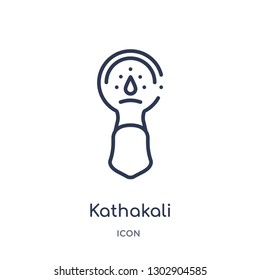 Linear kathakali icon from India outline collection. Thin line kathakali icon isolated on white background. kathakali trendy illustration