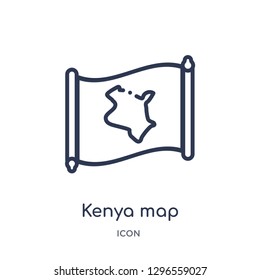 Linear kenya map icon from Countrymaps outline collection. Thin line kenya map icon vector isolated on white background. kenya map trendy illustration