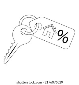 Linear key icon with keychain. vector isolated on a white background.
