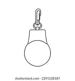 Linear keychain with empty space for your design. Round Keychain with ring and chain. Design template, mockup.