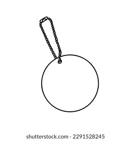 Linear keychain with empty space for your design. Round Keychain with ring and chain. Design template, mockup.