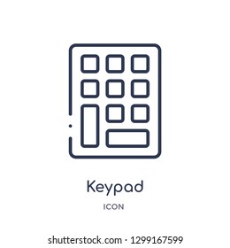 Linear keypad icon from Internet security outline collection. Thin line keypad icon isolated on white background. keypad trendy illustration