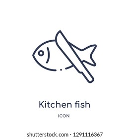 Linear kitchen fish icon from Bistro and restaurant outline collection. Thin line kitchen fish vector isolated on white background. kitchen fish trendy illustration