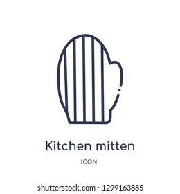 Linear kitchen mitten icon from Kitchen outline collection. Thin line kitchen mitten icon isolated on white background. kitchen mitten trendy illustration
