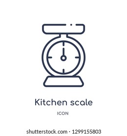 Linear kitchen scale icon from Measurement outline collection. Thin line kitchen scale icon isolated on white background. kitchen scale trendy illustration