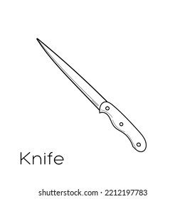 Lineares Messer einzeln auf weißem Hintergrund. Handgezeichnetes Messer im Doodle-Stil. Vektor eps10