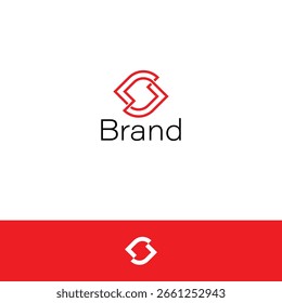 Linear Knot Letter S or LJ Eye Monogram with red and white backgrounds.
