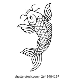 linear koi fish illustration in traditional style
