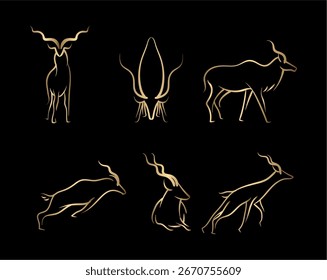 Lineal Kudu Vectores Animales Arte