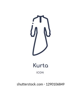 Linear kurta icon from Clothes outline collection. Thin line kurta vector isolated on white background. kurta trendy illustration