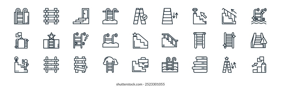 Vector delgado de la línea de la escalera, escalera, iconos convenientes para los App y los Sitios web diseños de la UI