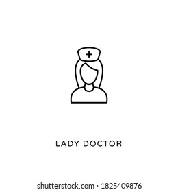 Icono del Doctor de la Señora Lineal en vector. Logotipo