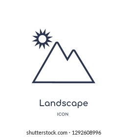 Linear landscape icon from Electronic stuff fill outline collection. Thin line landscape icon vector isolated on white background. landscape trendy illustration