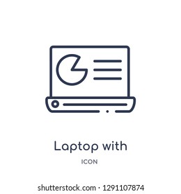Linear laptop with analysis icon from Business and analytics outline collection. Thin line laptop with analysis vector isolated on white background. laptop with analysis trendy illustration