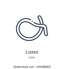Linear lasso icon from Desert outline collection. Thin line lasso icon vector isolated on white background. lasso trendy illustration