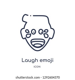 Linear laugh emoji icon from Emoji outline collection. Thin line laugh emoji icon vector isolated on white background. laugh emoji trendy illustration