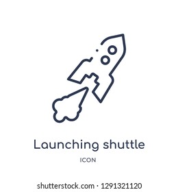 Linear launching shuttle icon from Astronomy outline collection. Thin line launching shuttle vector isolated on white background.
