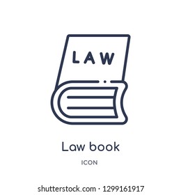 Linear law book icon from Law and justice outline collection. Thin line law book icon isolated on white background. law book trendy illustration