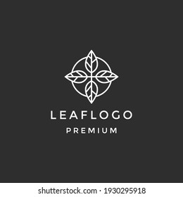 linear leaf emblem. Elegant  classic vector. for jewelry  beauty and fashion industry. on black background