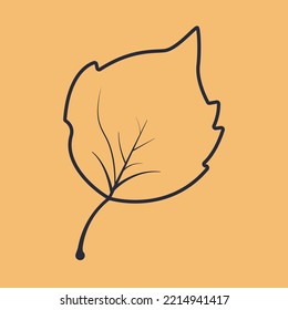 Linear leaf icon or sign isolated on yellow background. Nature and tree leaf high quality black style vector icons.