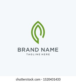 Linear leaf logo design icon vector