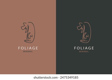 Icono de logotipo de hoja lineal estilo minimalista moderno para un negocio relacionado con la naturaleza.