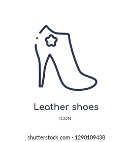 Linear leather shoes icon from Clothes outline collection. Thin line leather shoes vector isolated on white background. leather shoes trendy illustration