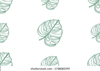 Linear leaves, geometric seamless pattern, wrapping paper. Vector graphics and design.