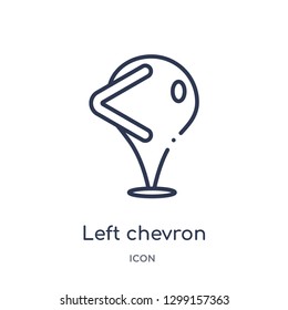 Linear left chevron icon from Maps and locations outline collection. Thin line left chevron icon isolated on white background. left chevron trendy illustration