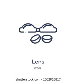 Linear lens icon from Hygiene outline collection. Thin line lens icon isolated on white background. lens trendy illustration
