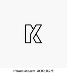 Linearer Buchstabe AK oder KA Monogramm mit weißem Hintergrund.