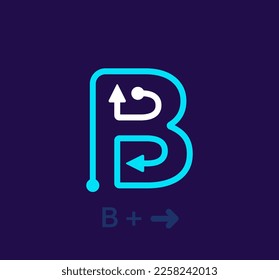 Linear letter B logo. Unique logo. Abstract letter simple rotating arrow target icon. corporate identity vector eps.