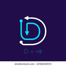 Linear letter D logo. Unique logo. Abstract letter simple rotating arrow target icon. corporate identity vector eps.