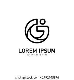 Linear letter gj logo template design isolated on white background