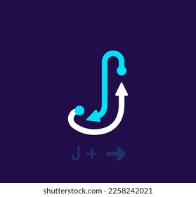 Linear letter J logo. Unique logo. Abstract letter simple rotating arrow target icon. corporate identity vector eps.