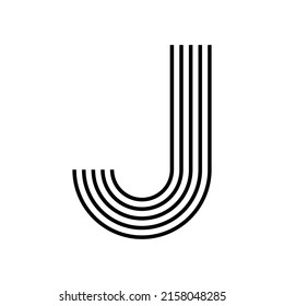 Linear letter J modern icon. Alphabet line and J herb intertwining design. Logo, corporate identity, app, Creative banner and more. Creative geometric line.