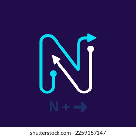 Linear letter N logo. Unique logo. Abstract letter simple rotating arrow target icon. corporate identity vector eps.