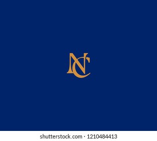 Linear Letter NC Linked Minimalist Modern Monogram Logo Blue Background