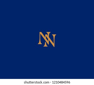 Linear Letter NN Linked Minimalist Modern Monogram Logo Blue Background