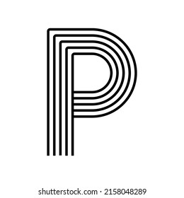 Linear letter P modern icon. Alphabet line and P herb intertwining design. Logo, corporate identity, app, Creative banner and more. Creative geometric line.